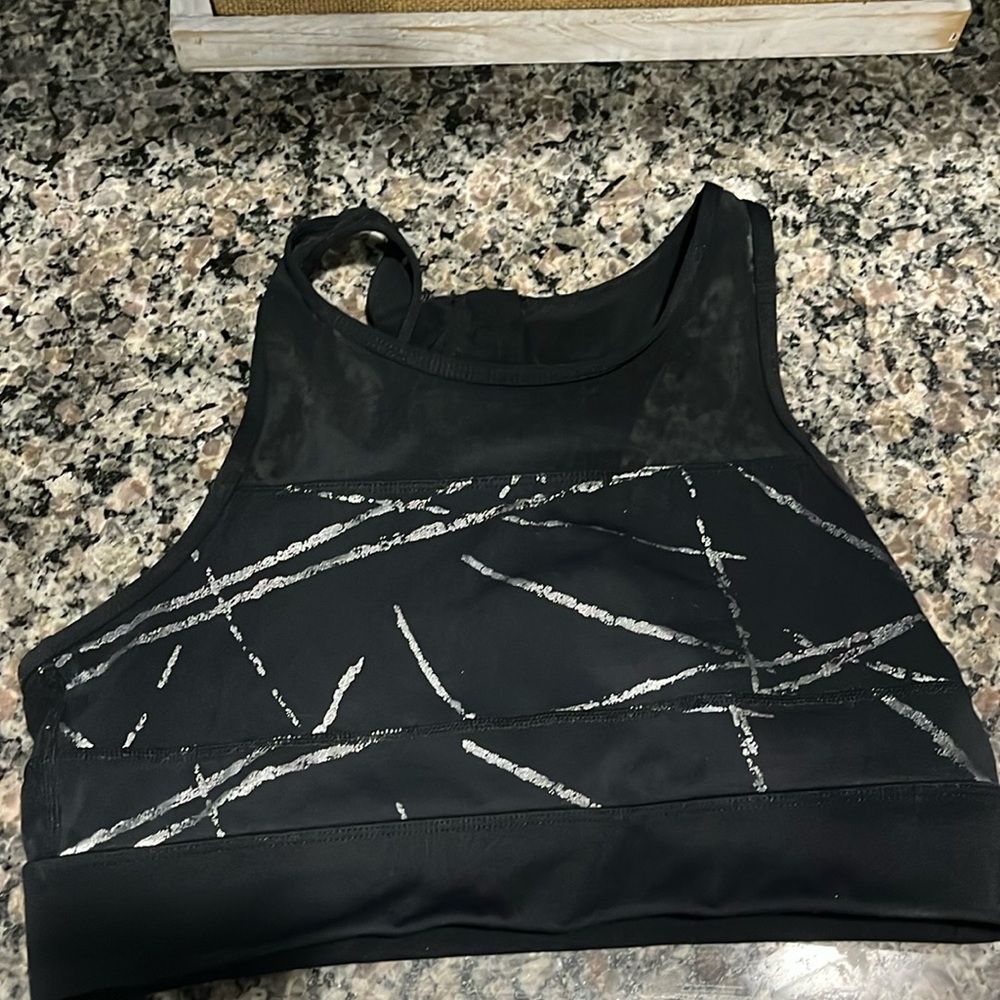 ZYIA Black Metallic Abstract All Star Sports Bra